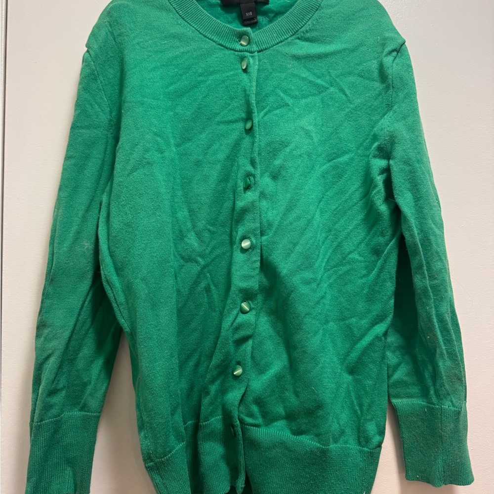 J. Crew Emerald Green Button-Front Cardigan
